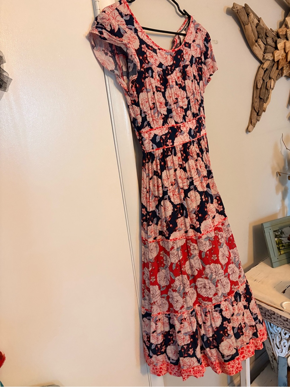 Knox Rose Navy and Red Floral Maxi Dress